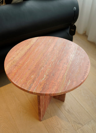 Red Cave Stone Side Table