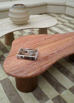 Curved Natural Cave Stone Tea Table(Red)