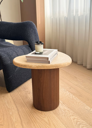 Cream-colored Cave Stone Side Table