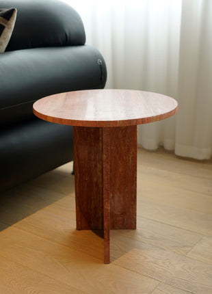 Red Cave Stone Side Table