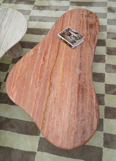 Curved Natural Cave Stone Tea Table(Red)