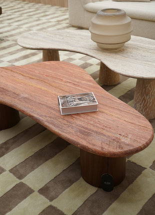 Curved Natural Cave Stone Tea Table(Red)