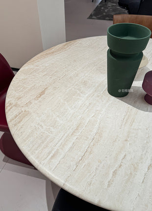 Ultra White Natural Cave Stone Round Dining Table