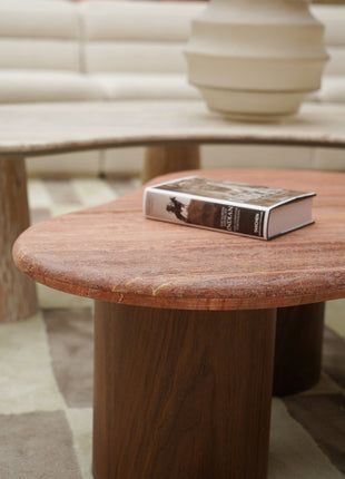 Curved Natural Cave Stone Tea Table(Red)