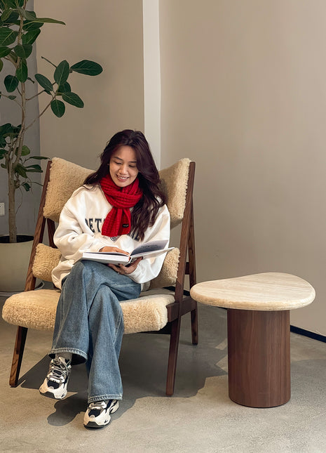 牧野休闲椅中古风客厅阳台复古实木羊羔沙发椅