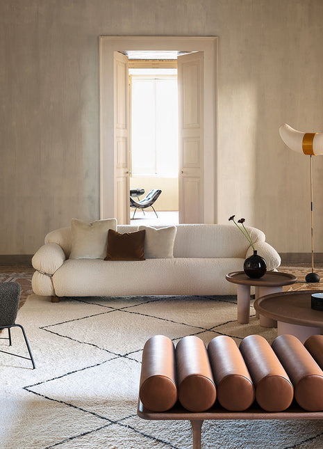 钢圈沙发中古风侘寂风客厅直排三人位布艺沙发