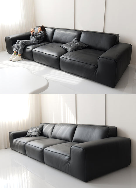 大黑牛真皮沙发中古复古风意式极简客厅超宽组合牛皮沙发