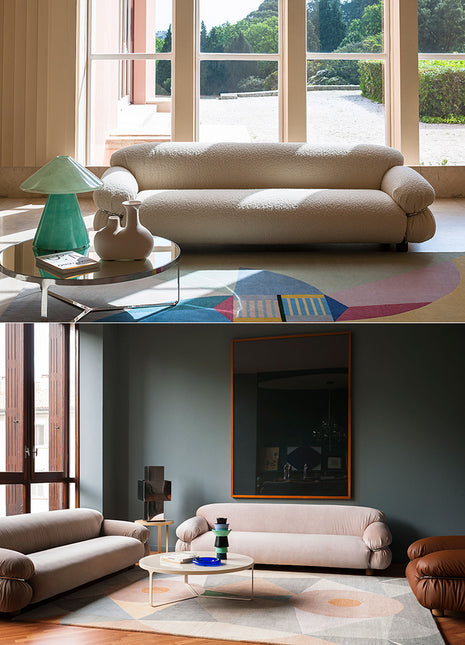 钢圈沙发中古风侘寂风客厅直排三人位布艺沙发