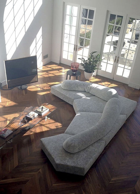 岩石沙发中古风大平层别墅模块组合多人位布艺沙发