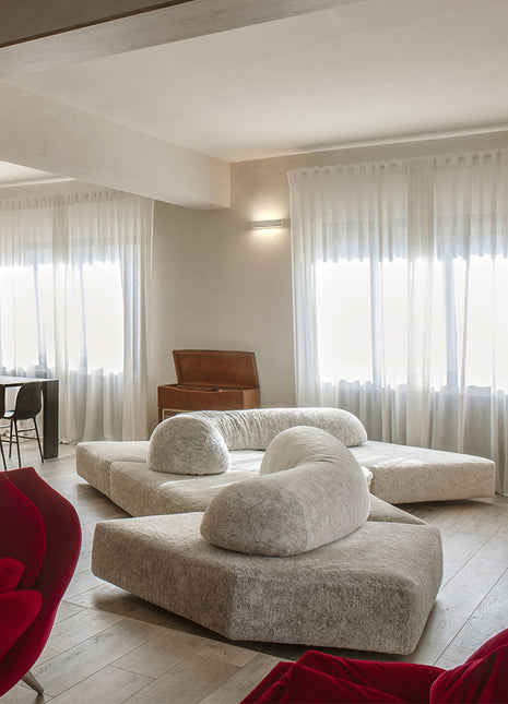 岩石沙发中古风大平层别墅模块组合多人位布艺沙发