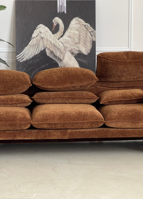 Maralunga马拉伦加布艺沙发中古侘寂风客厅三人高靠背直排沙发