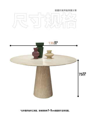 Ultra White Natural Cave Stone Round Dining Table