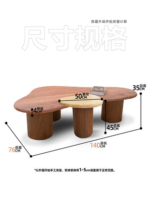 Curved Natural Cave Stone Tea Table(Red)