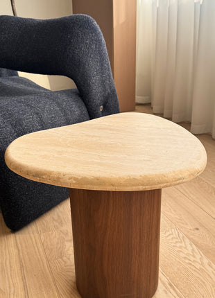 Cream-colored Cave Stone Side Table