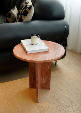 Red Cave Stone Side Table