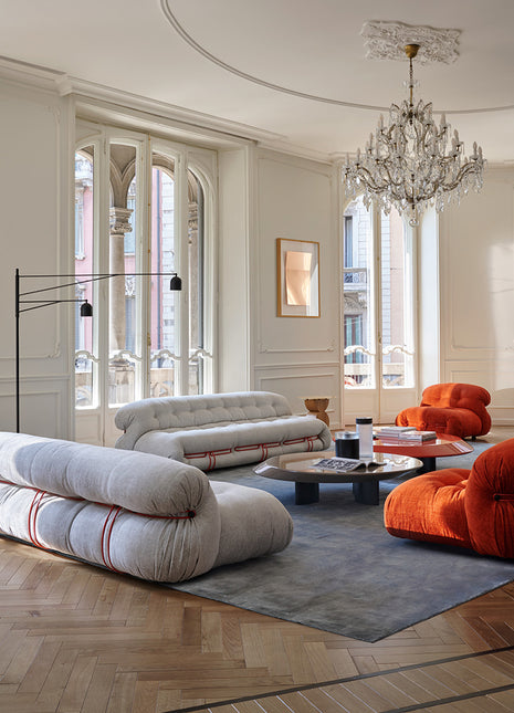 cassina钢牙沙发小户型复古侘寂风羊羔绒客厅三人位布艺沙发