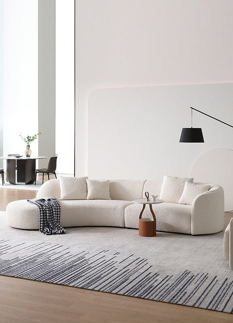 月亮沙发雪尼尔绒布3.4米现代轻奢奶油风别墅横厅弧形布艺沙发