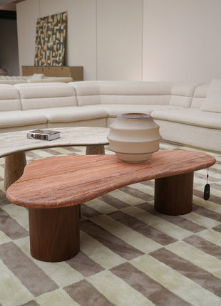Curved Natural Cave Stone Tea Table(Red)