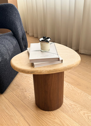 Cream-colored Cave Stone Side Table