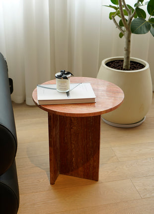 Red Cave Stone Side Table